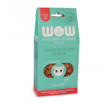 Petisco Natural Peito de Frango com Cúrcuma WOW Pet Food para Gatos - 50g