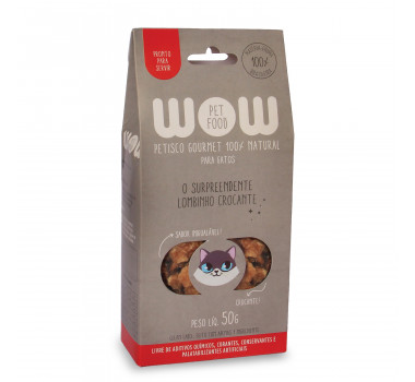 Petisco Natural Peito de Lombinho com Crocante WOW Pet Food para Gatos - 50g