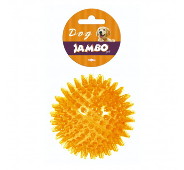 Brinquedo Bola TPR Espinho Pequena com Som Jambo para Cães - Laranja