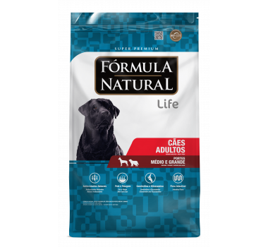 Ração Seca Fórmula Natural Life para Cães Adultos Porte Médio e Grande - 15Kg