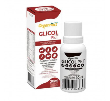 Suplemento Glicol Pet Organnact para Cães e Gatos - 30ml