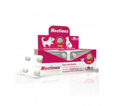 Ivermectina Mectmax 3mg Agener União para Cães e Gatos - 4 comprimidos