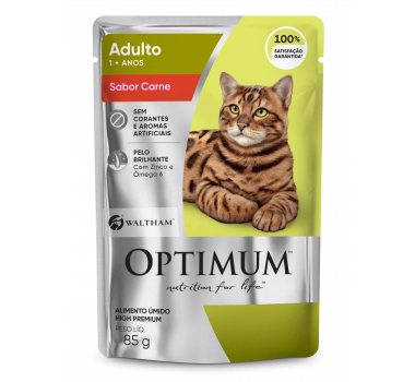 Ração Úmida Sachê Optimum Carne Mars para Gatos Adultos - 85g