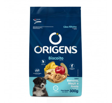 Biscoito Origens Banana, Maçã e Aveia para Cães Filhotes - 300g