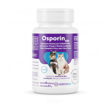 Suplemento Mineral Osporin 500 Hebron Vet para Cães e Gatos - 60 cápsulas